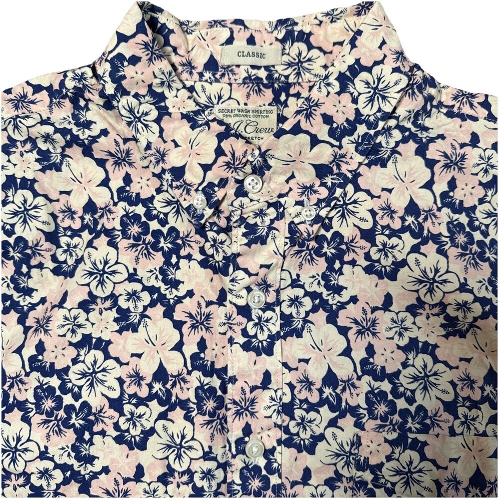 J.Crew Men Classic Fit Secret Wash Organic Cotton Buttondown Orchids Blue Pink L